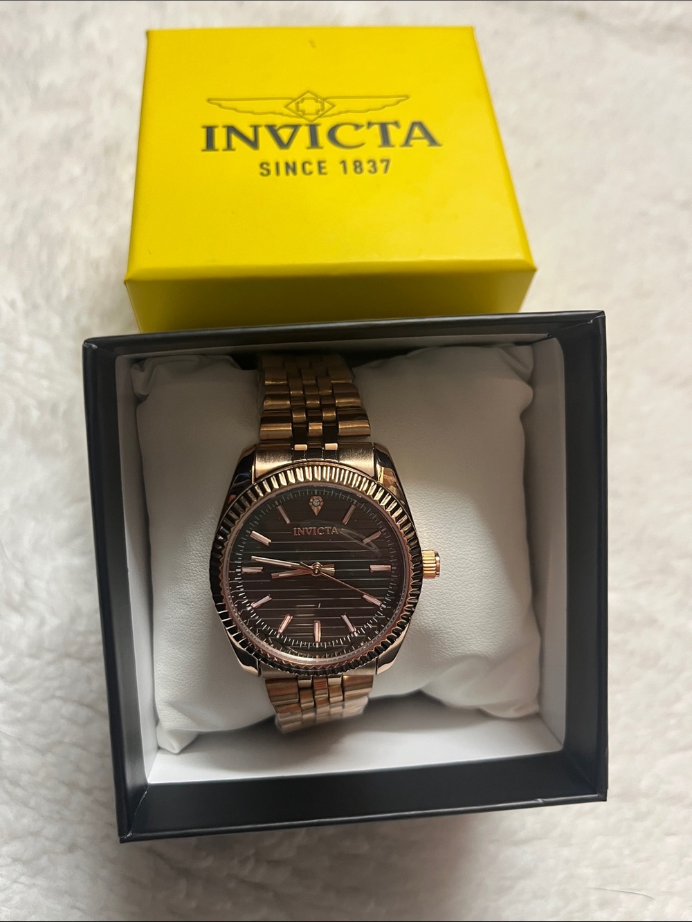 Invicta Men's Rose Gold Bracelet Watch with Brown Dial